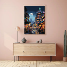 Urban Dreamscape: Futuristic East Asian City Poster