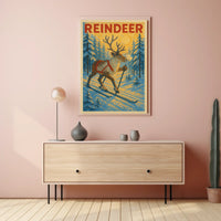 Reindeer On Skis Poster