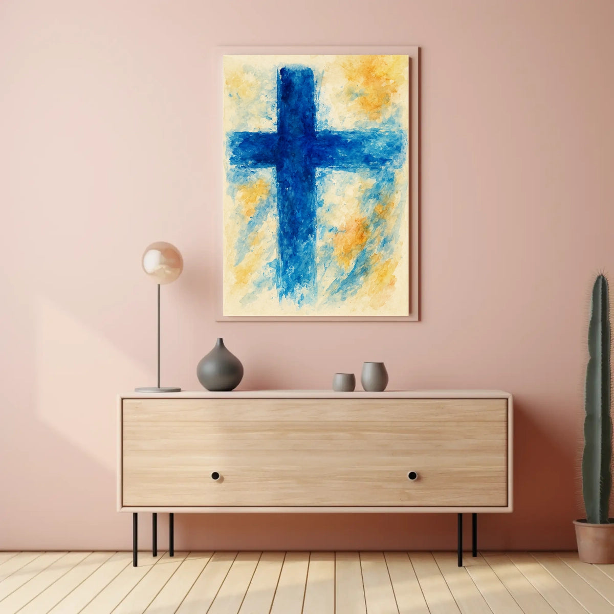 Abstract Blue Cross Abstract Poster