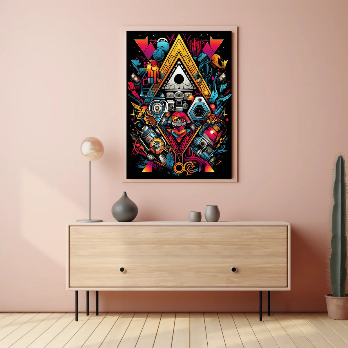 Futuristic Abstract Skull with Mechanical Elements Poster
