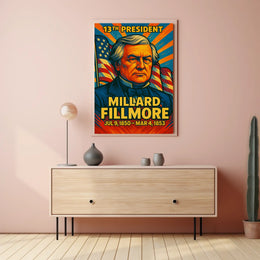 Millard Fillmore 13th President of the United States Colorful Comic Book Style Poster