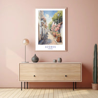 Charming Azorean Street Scene Travel Poster PosterGoat
