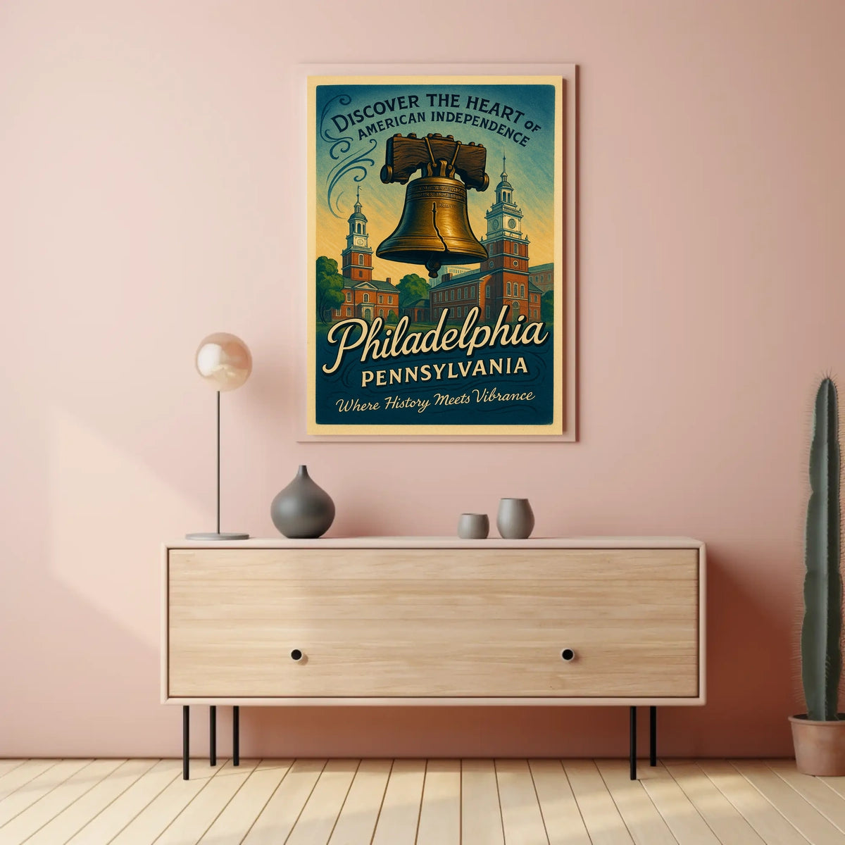 Philadelphia Independence Vintage Poster: Liberty Bell Art