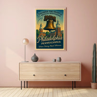 Philadelphia Independence Vintage Poster: Liberty Bell Art