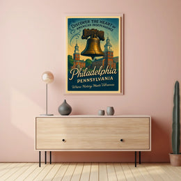Philadelphia Independence Vintage Poster: Liberty Bell Art
