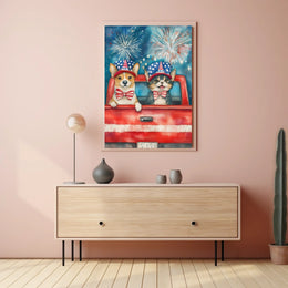 Original Handpainted Watercolor Dog And Cat Artwork Poster