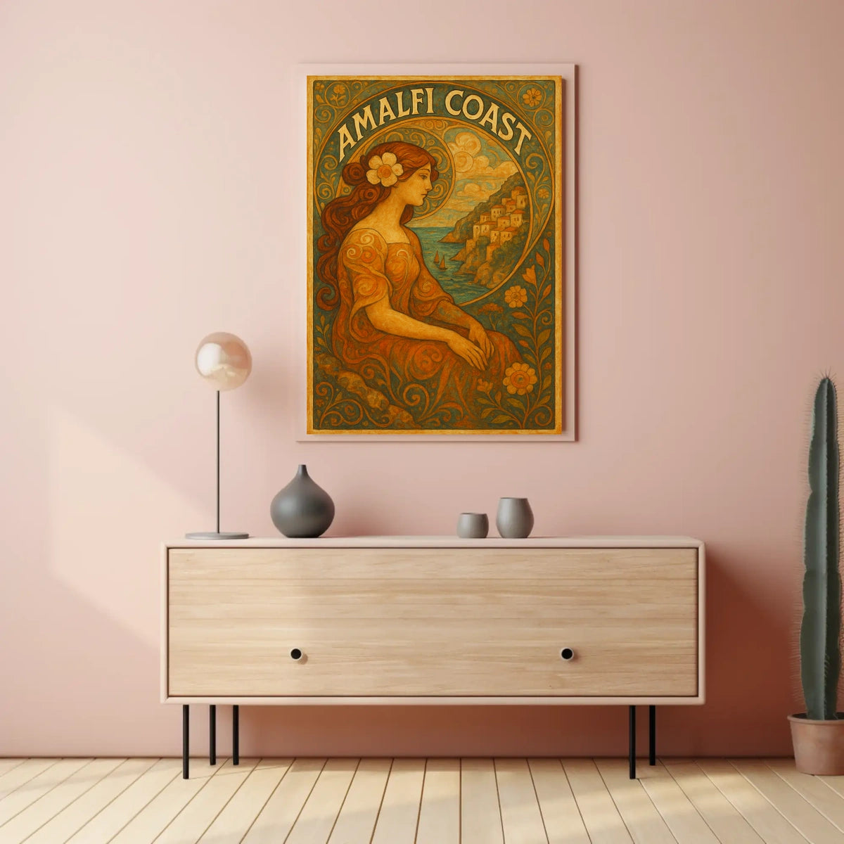 Amalfi Coast Art Nouveau Elegance Poster 18x24 Wall Art