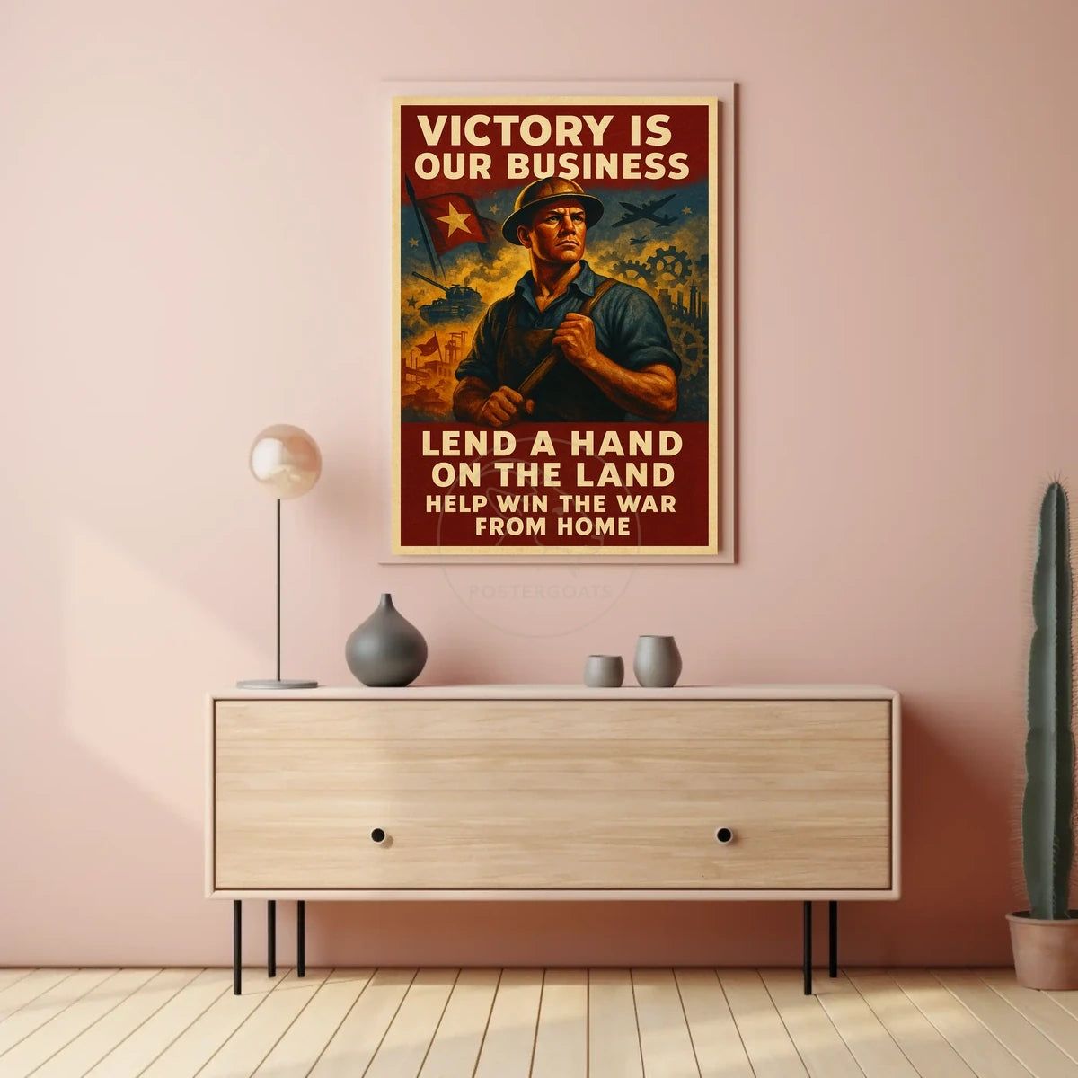 Patriotic WWII Era Industrial Propaganda Poster