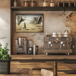 Desert Solitude: Surrealistic Sci-Fi Landscape Art Poster