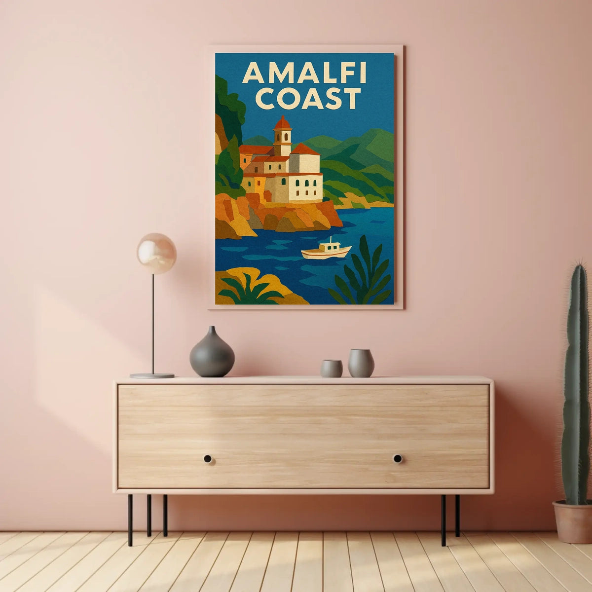 Amalfi Coast Travel Poster for Coastal Decor Wall Art