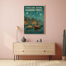 Portland Maine Harbor Frost Poster