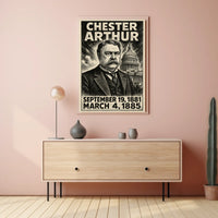 Chester A. Arthur 21st President of the United States B & W Comic Sketch Poster