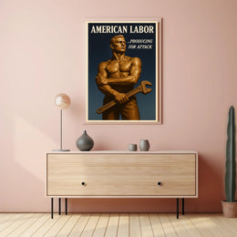 American Labor Strength in Wartime WWII Poster