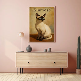 Siamese Cat Digital Painting Wall Decor Art Print Poster
