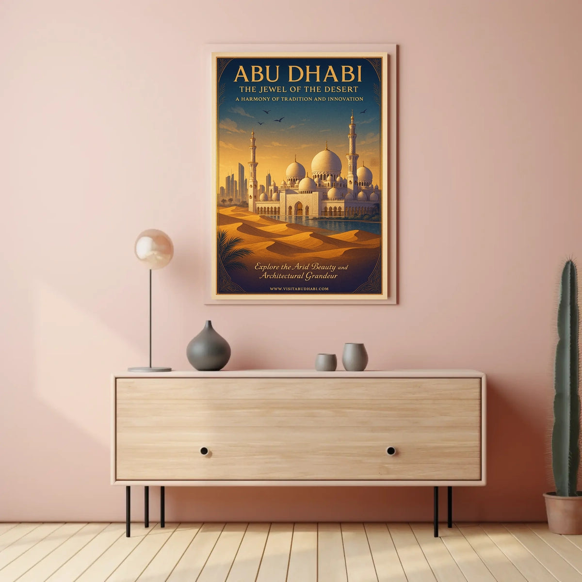 Majestic Abu Dhabi Vintage Travel Poster
