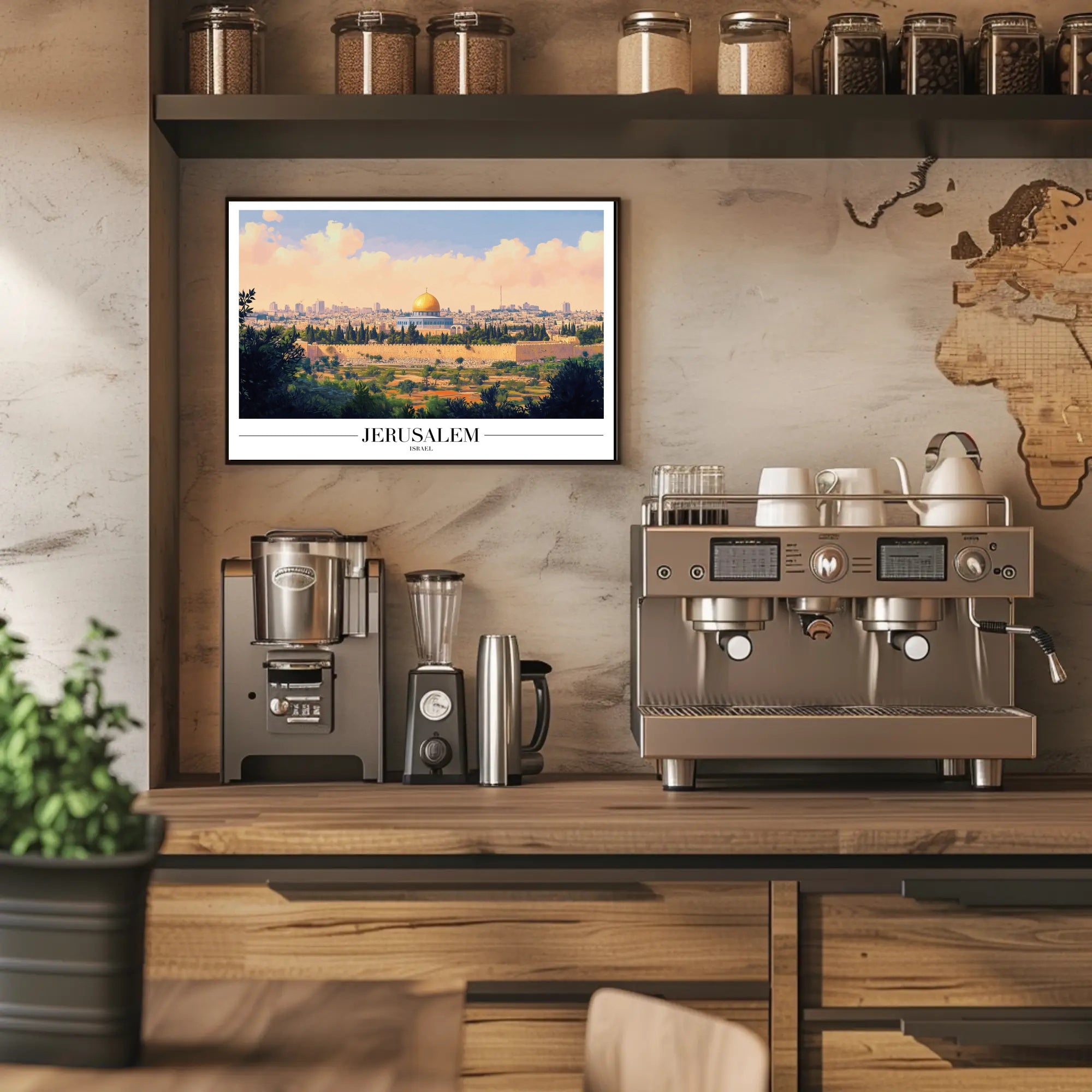 Jerusalem Skyline with Dome of the Rock Cityscape Poster