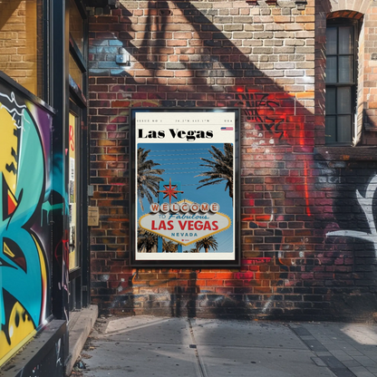 Vintage Poster Las Vegas Sign Daytime