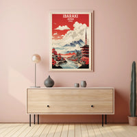 Scenic Japanese Autumn Landscape: Vintage Travel Poster