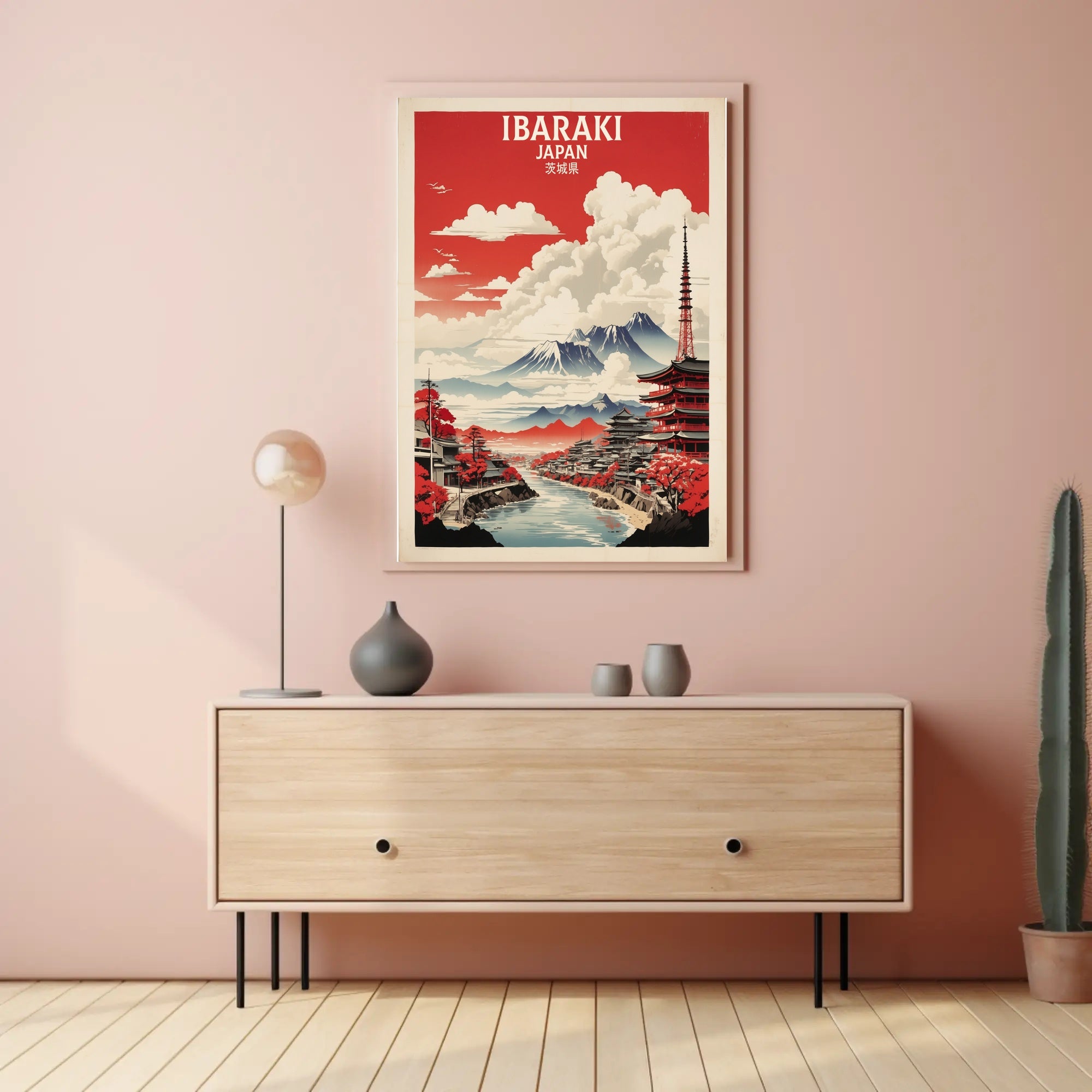 Scenic Japanese Autumn Landscape: Vintage Travel Poster
