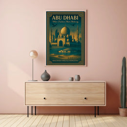 Abu Dhabi Oasis Where Tradition Meets Modernity Travel Poster