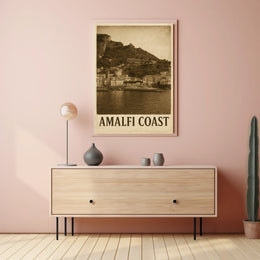 Amalfi Coast Vintage Poster Wall Art for Coastal Decor