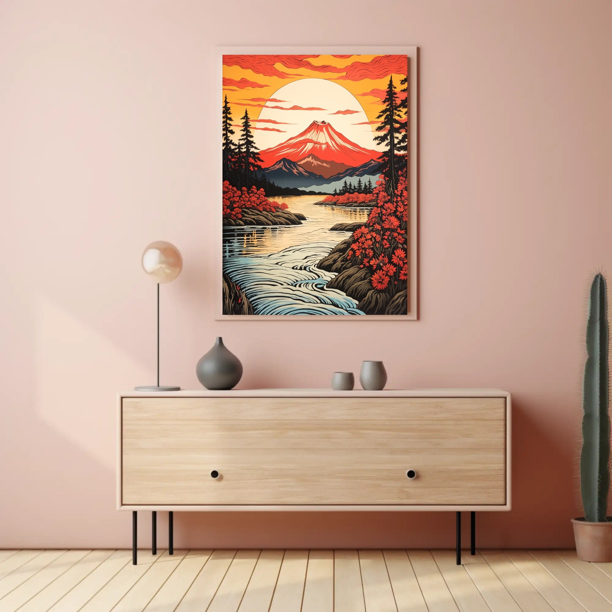 Majestic Mountain Sunset Poster PosterGoat