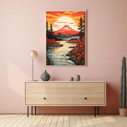 Majestic Mountain Sunset Poster PosterGoat
