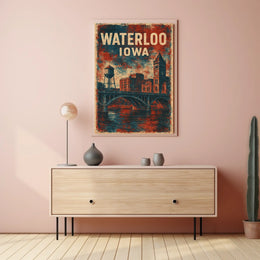 Waterloo, Iowa Vintage Vintage Poster