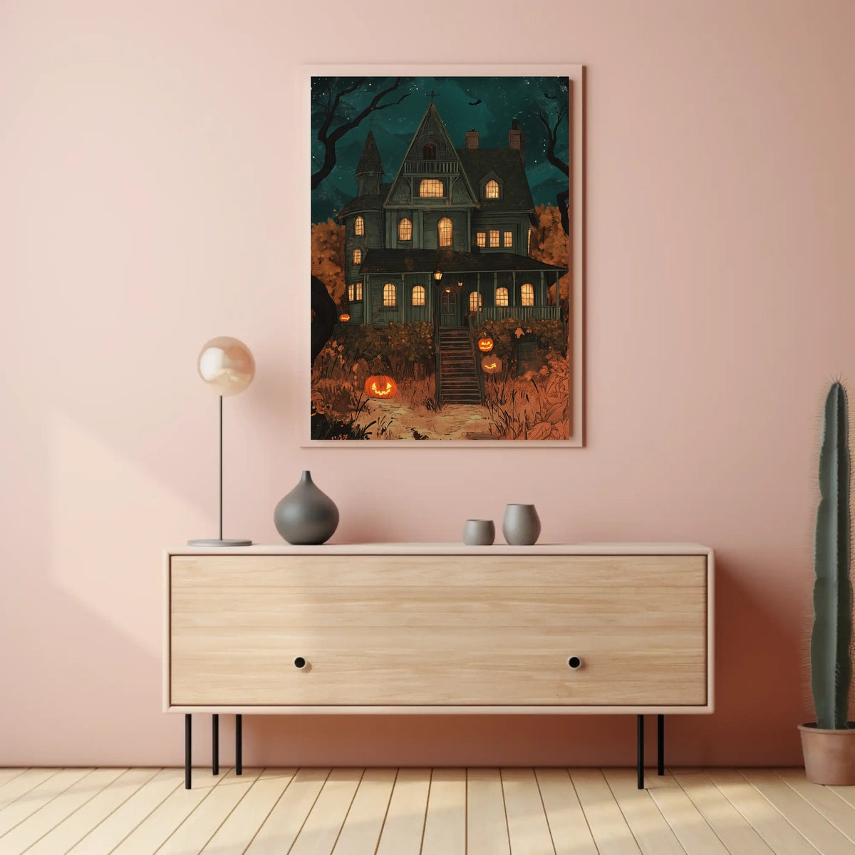 Spooky House Halloween Haunted Jack-o-lanterns Night Poster