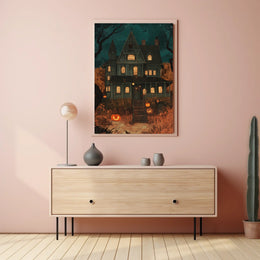 Spooky House Halloween Haunted Jack-o-lanterns Night Poster