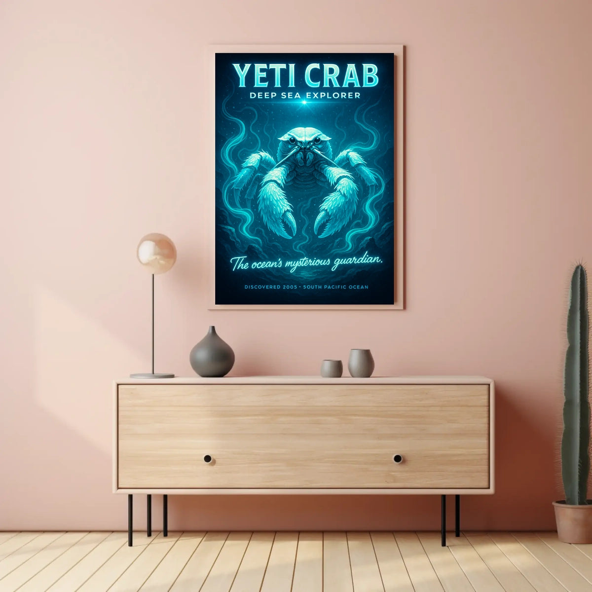 Yeti Crab Deep-Sea Fantasy Illustration Poster