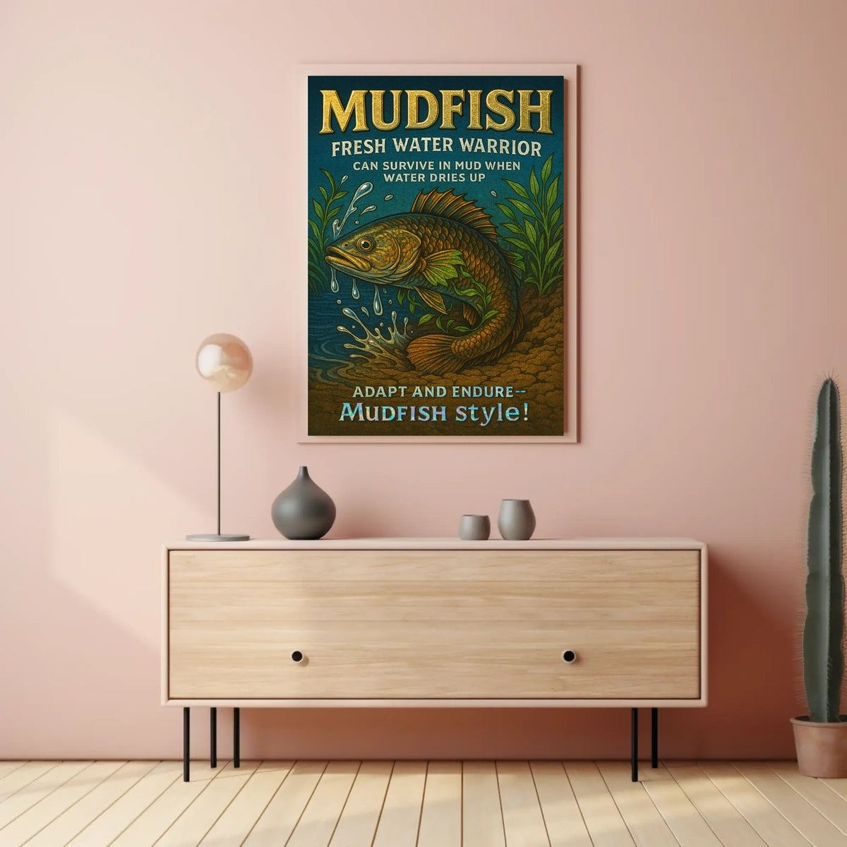 Mudfish Resilience Vintage Poster: Survival in Adversity