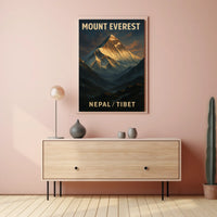 Mount Everest Vintage Travel Himalayan Adventure Nostalgia Majestic Snowcapped Peak Poster