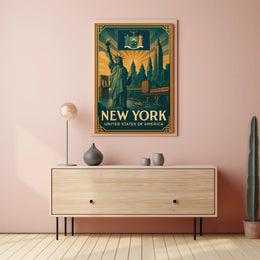 New York City Poster Vintage Iconic Travel Wall Art
