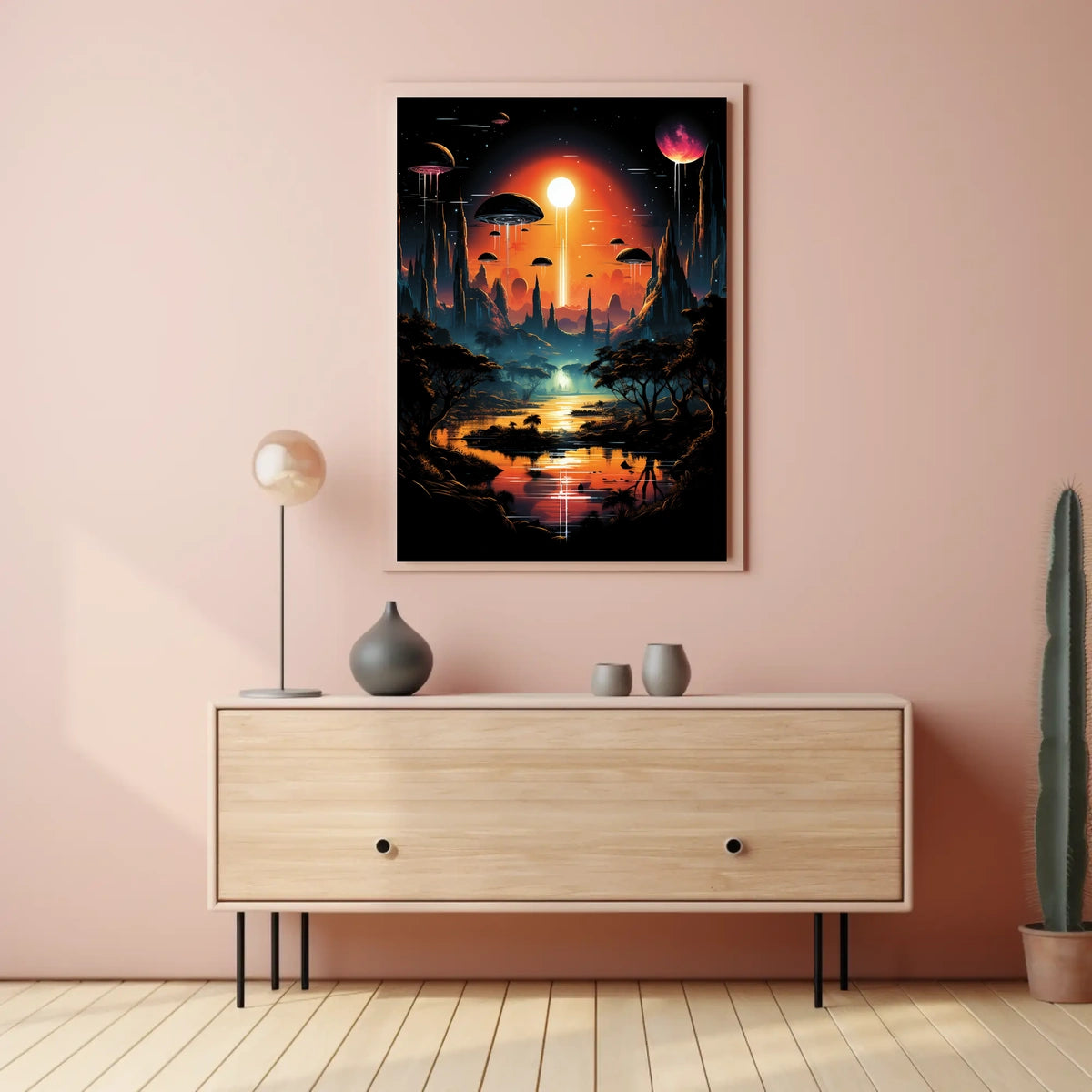 Alien Landscape At Sunset Poster
