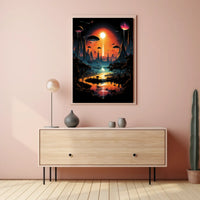 Alien Landscape At Sunset Poster