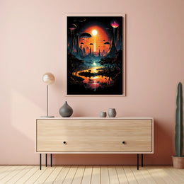 Alien Landscape At Sunset Poster