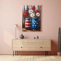Mason Jars Painted In American Flag Colors Wall Poster