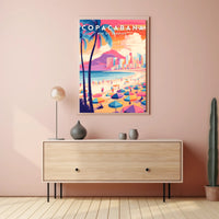 Copacabana Beach Rio de Janeiro Travel Poster