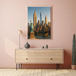 New York City Landmarks Skyline Poster Modern Wall Art
