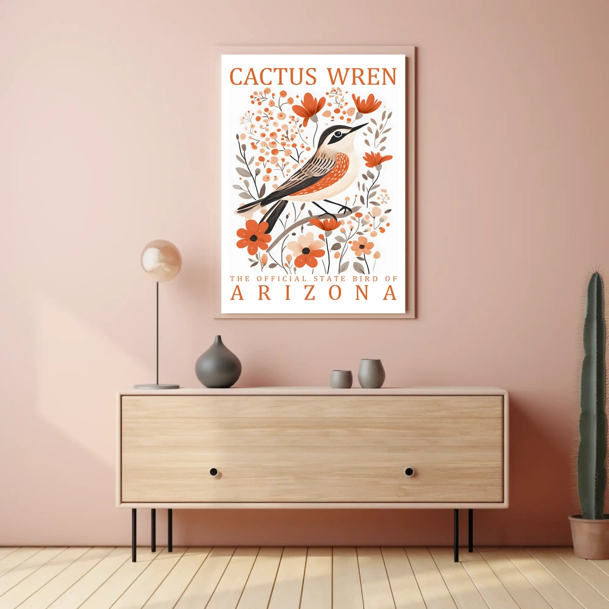 Cactus Wren Arizona State Bird Art Poster