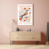 Cactus Wren Arizona State Bird Art Poster
