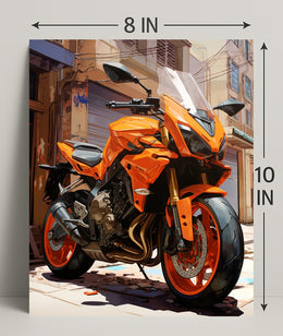 Vibrant Urban Motorcycle Poster PosterGoat