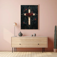 Gothic Cross Roses Art Piece Abstract Artistic Pop Culture Poster