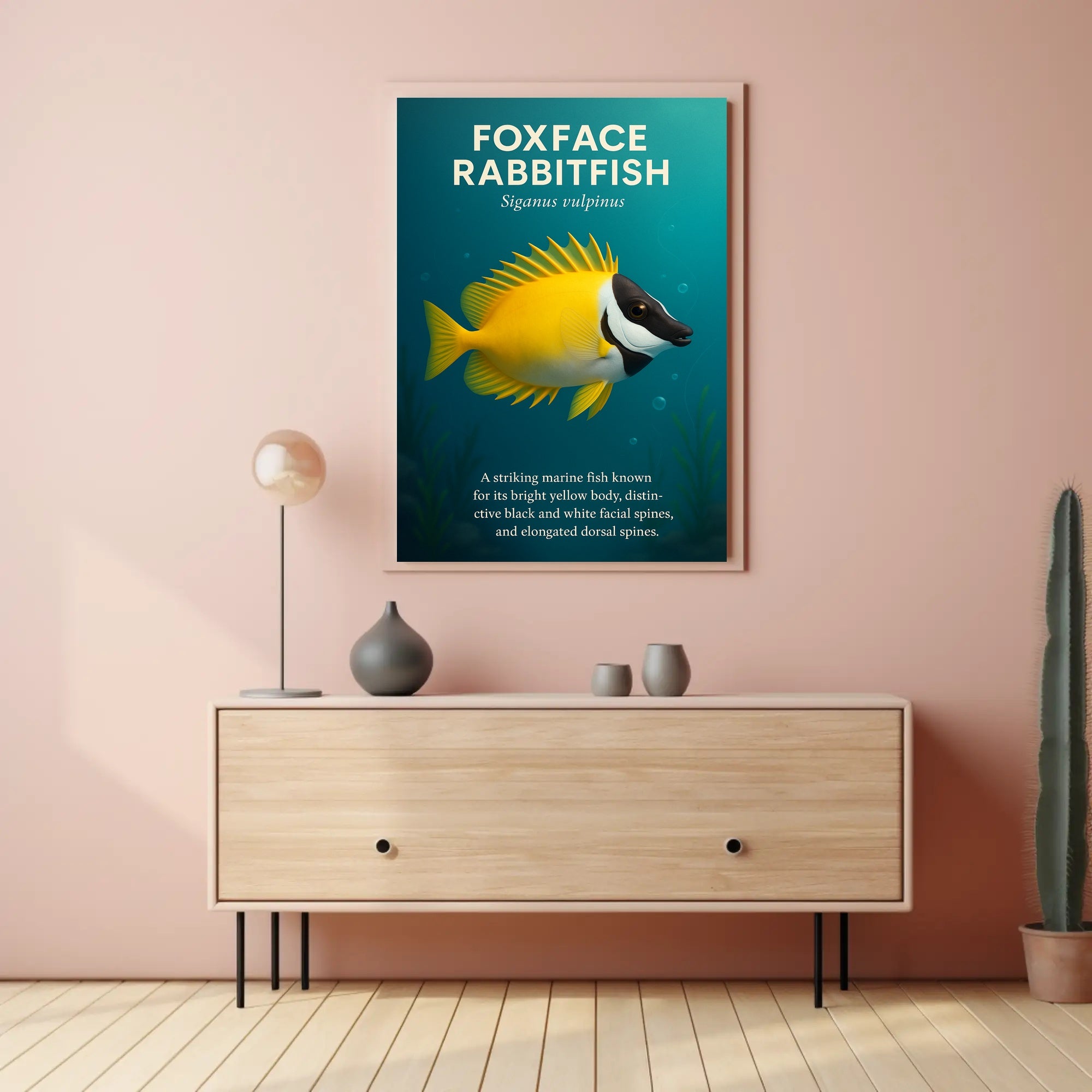 Foxface Rabbitfish Vibrant Illustration Educational or Infographic Poster PosterGoat