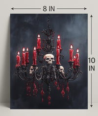Gothic Chandelier With Skulls Poster