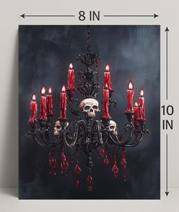 Gothic Chandelier With Skulls Poster
