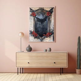 Gothic Bat Dark Roses Artistic Pop Culture Poster