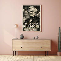 Millard Fillmore 13th President of the United States B & W Comic Sketch Poster