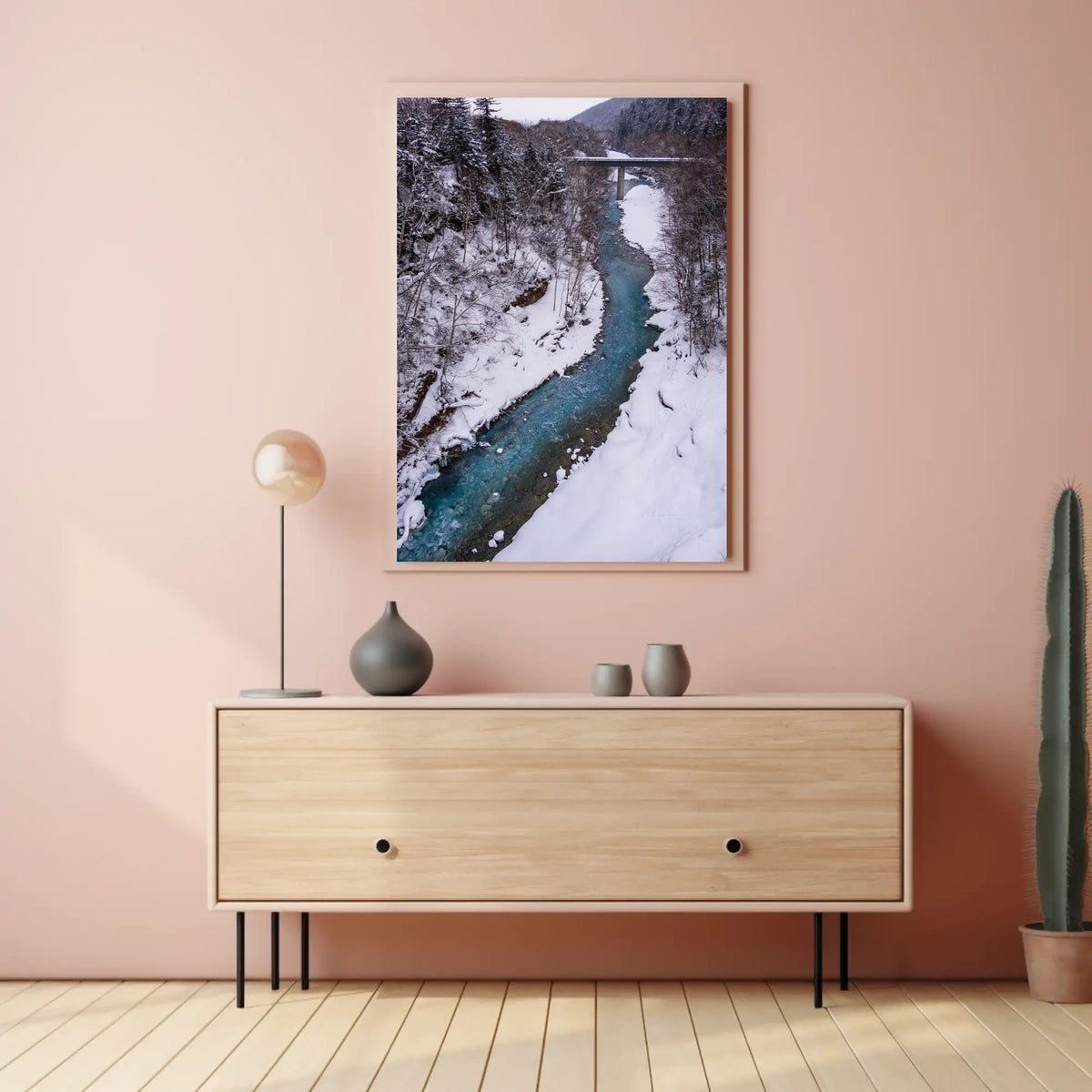 Serene Winter River Landscape - National Park Poster